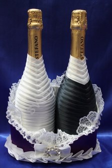 Корзинка для шампанского фиолетово-белая арт. 048-131