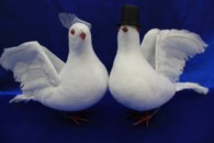 Пара голубей с блёстками (поднятые крылья) (ширина-180 мм, высота-200 мм) арт. 129-082