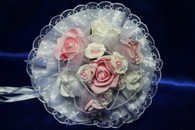 Букет дублер для невесты с белыми и розовыми латексными розами арт. 020-351