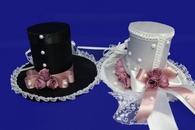 Шляпы маленькие №64 (черная и белая с пудровыми бантами) (цена за 2шт)