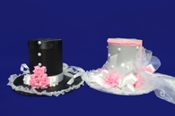 Шляпы маленькие №72 (черная и белая с розовыми бантами) (цена за 2шт)
