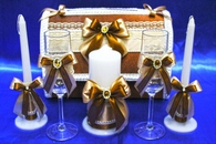 Свадебный набор шоколад (Сундучок, Одежда на шампанское, Свечи, Бокалы, ) арт. 053-204