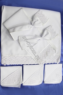 Венчальный набор белый с белой окантовкой арт.074-044