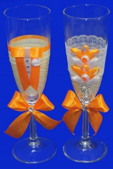Свадебные бокалы ручной работы айвори-апельсин арт. 045-224