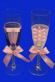 Свадебные бокалы ручной работы нежно-розовые арт. 045-227