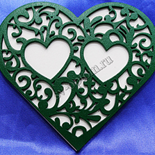 Подставка для колец сердце бело-зеленое (Дерево) 14х15см. арт. 117-177