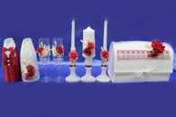 Набор бордовый (Сундучок, Одежда на шампанское, Свечи, Бокалы) арт. 053-255