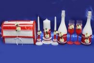 Набор красный (сундучок, шампанское, свечи, бокалы) арт. 053-261