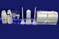 Набор айвори (сундучок, одежка на шампанское, свечи, бокалы) арт. 053-287