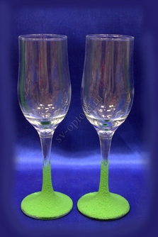 Свадебные бокалы ручной работы зеленые арт. 0454-671