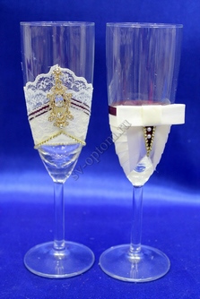 Свадебные бокалы ручной работы айвори-фиолетовые арт. 0454-688
