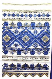 Рушник свадебный с синим орнаментом. Длина 150 см, ширина 35см. арт.070-415
