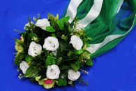 Круг с цветами на капот с зеленым фатином арт. 1207-007