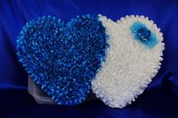 Сердца с фатином на радиатор и капот бело-голубые 36x66см. арт. 1208-011