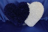 Сердца с фатином на радиатор и капот бело-синие 36x66см. арт. 1208-012