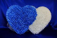 Сердца с фатином на радиатор и капот бело-голубые 36x66см. арт. 1208-013