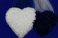 Двойное сердце бело-синее атласное арт. 1208-039