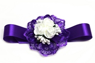 Браслет на ленточке фиолетовый с белыми цветочками арт. 044-168