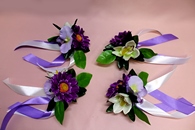 Цветы на ручки и зеркала, белые орхидеи и фиолетовые ромашки, в уп. 4 штуки арт. 124-188