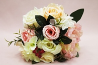 Букет дублер для невесты с персиковыми, розовыми и айвори розами арт. 020-002