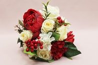 Букет дублер для невесты с айвори розами, и красными пионами, арт. 020-013