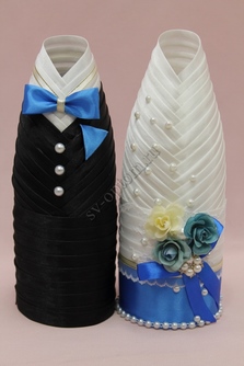 Одежда для шампанского черно-бело-синяя арт.047-228