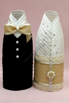 Одежда для шампанского черно-бело-бежевая арт.047-239
