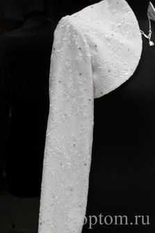 Болеро атлас украшенный длинный рукав. Цвет: белый.Размер(26): 42-54 арт. 014-039