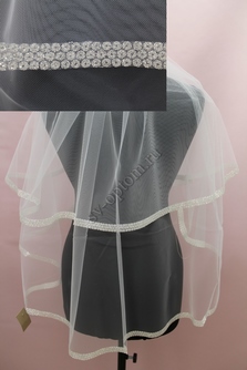 Фата с блеском. Цвет: айвори. 1,5х1,5м (15). арт. 0276-010