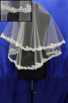 Фата с кружевом корд. Цвет: айвори. 1,5х1,5м (18). арт. 0279-070