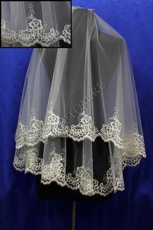 Фата с кружевом 1,5х1,5м. Цвет: айвори. арт. 0272-273