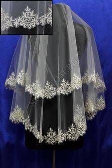 Фата с кружевом 1,5х1,5м. Цвет: айвори. арт. 0272-276