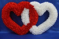 Двойное сердце красно-белое на присосках 100х60см арт. 1208-035
